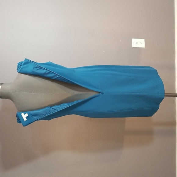 Charter Club teal dress size 10 with phenomenal neckline - Picture 7 of 10